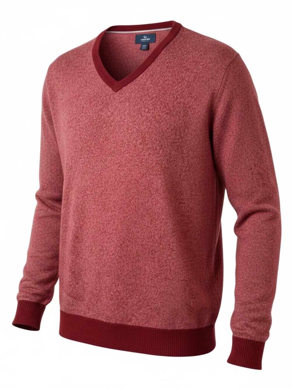Lands' End Men's 100% Cashmere Heathered Brick V-Neck Sweater